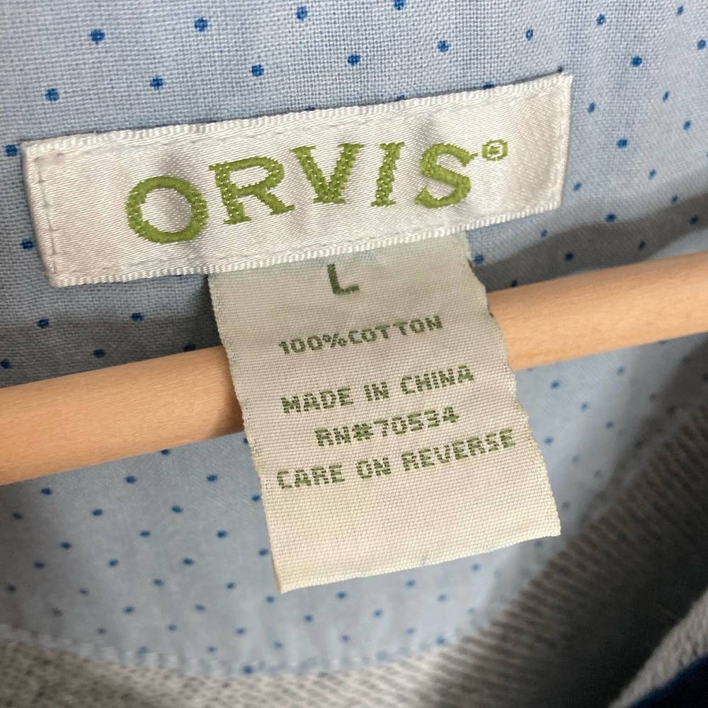 Orvis Blue Cotton Distressed Pullover Sweatshirt Size Large - Picture 4 of 7